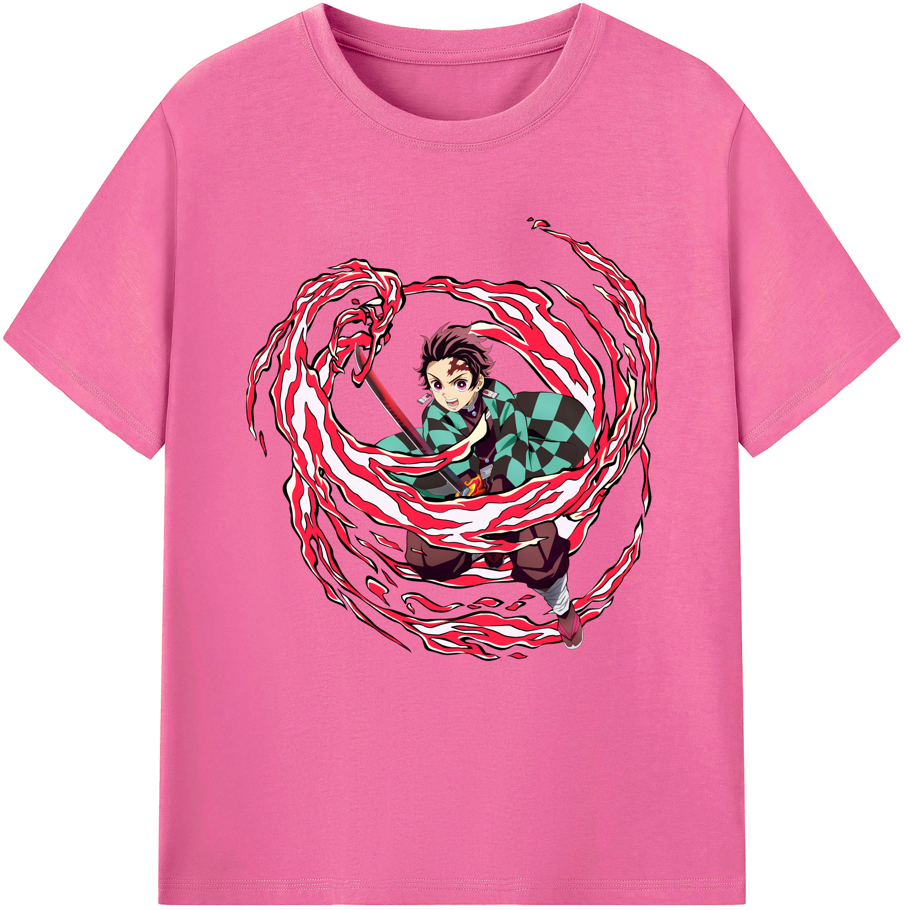 （画像用） 鬼滅の刃 竈門 炭治郎／かまど たんじろう Kamado Tanjirou レディースカジュアルプリントTシャツ（綿100％）